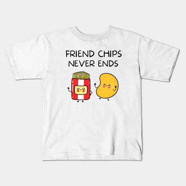 Cute Friend Chips Forever Platonic Friendship Best Friend Jokes Kids T-Shirt by Mochabonk